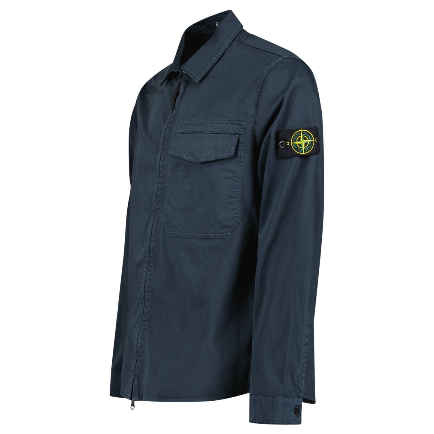 Stone Island Stretch Organic Cotton Satin Overshirt in Navy — S — Back View