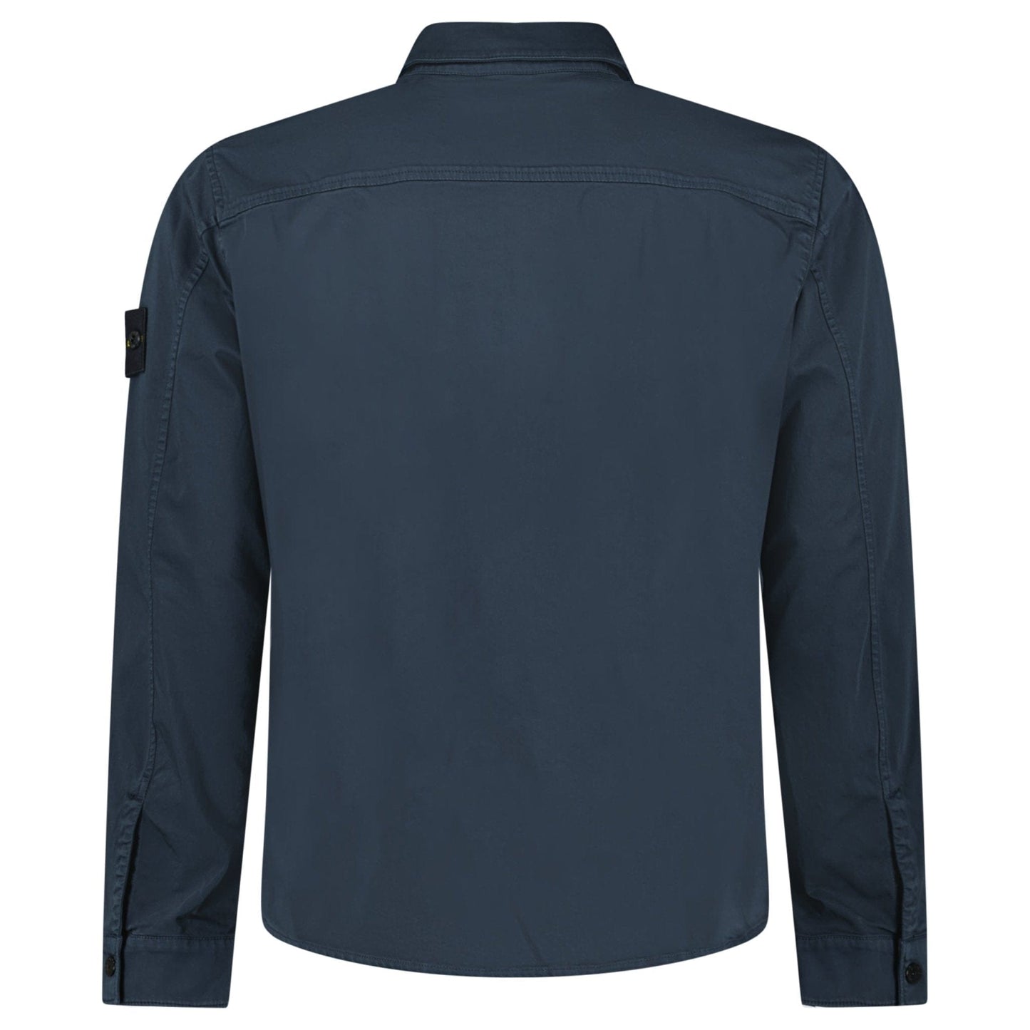 Stone Island Stretch Organic Cotton Satin Overshirt in Navy — S — Top View