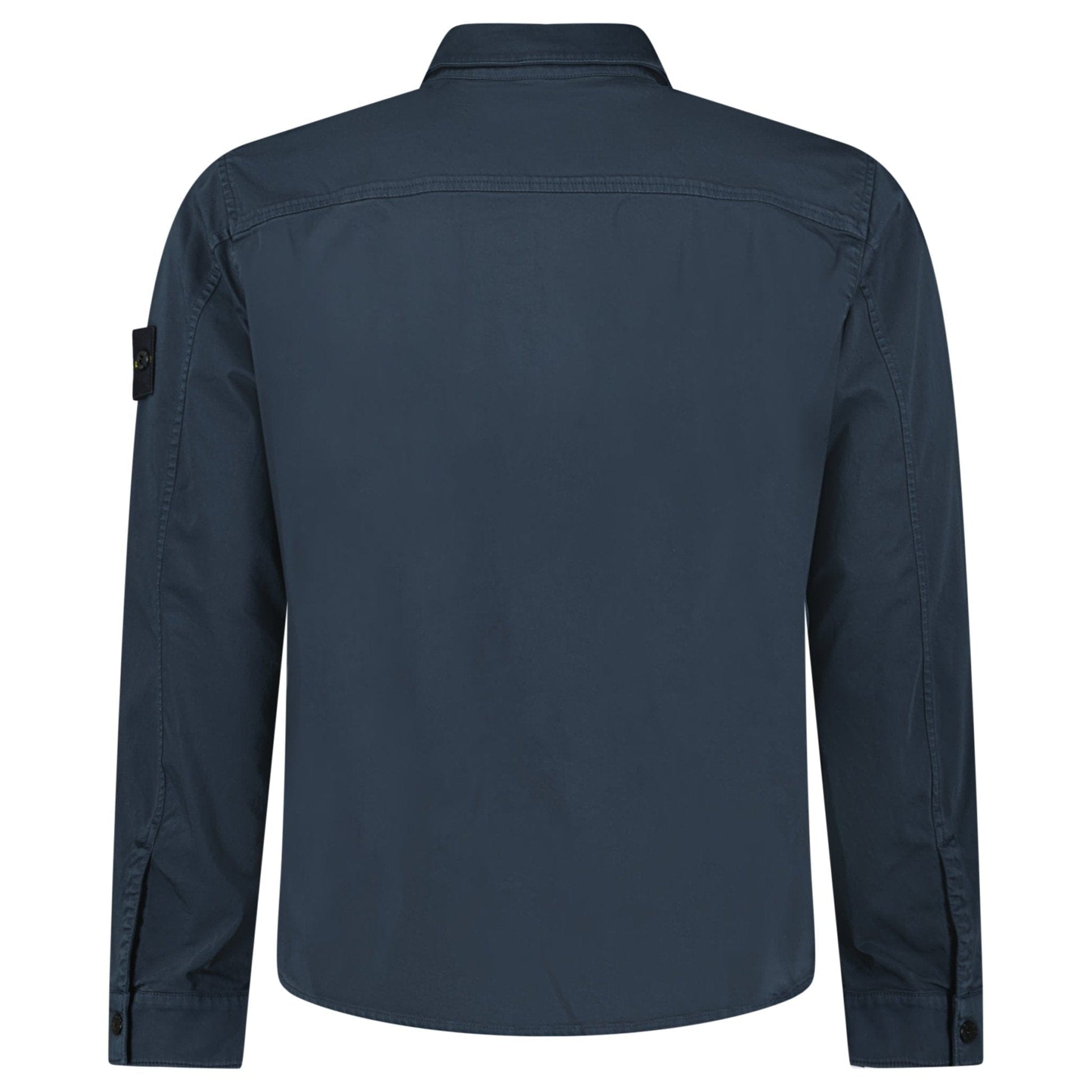 Stone Island Stretch Organic Cotton Satin Overshirt in Navy — S — Top View