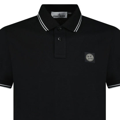 Stone Island Stripe Collar Polo T-Shirt Slim Fit Black — S — Back View