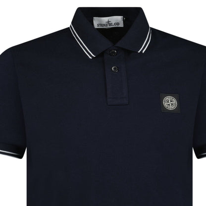 Stone Island Stripe Collar Polo T-Shirt Slim Fit Navy — S — Back View