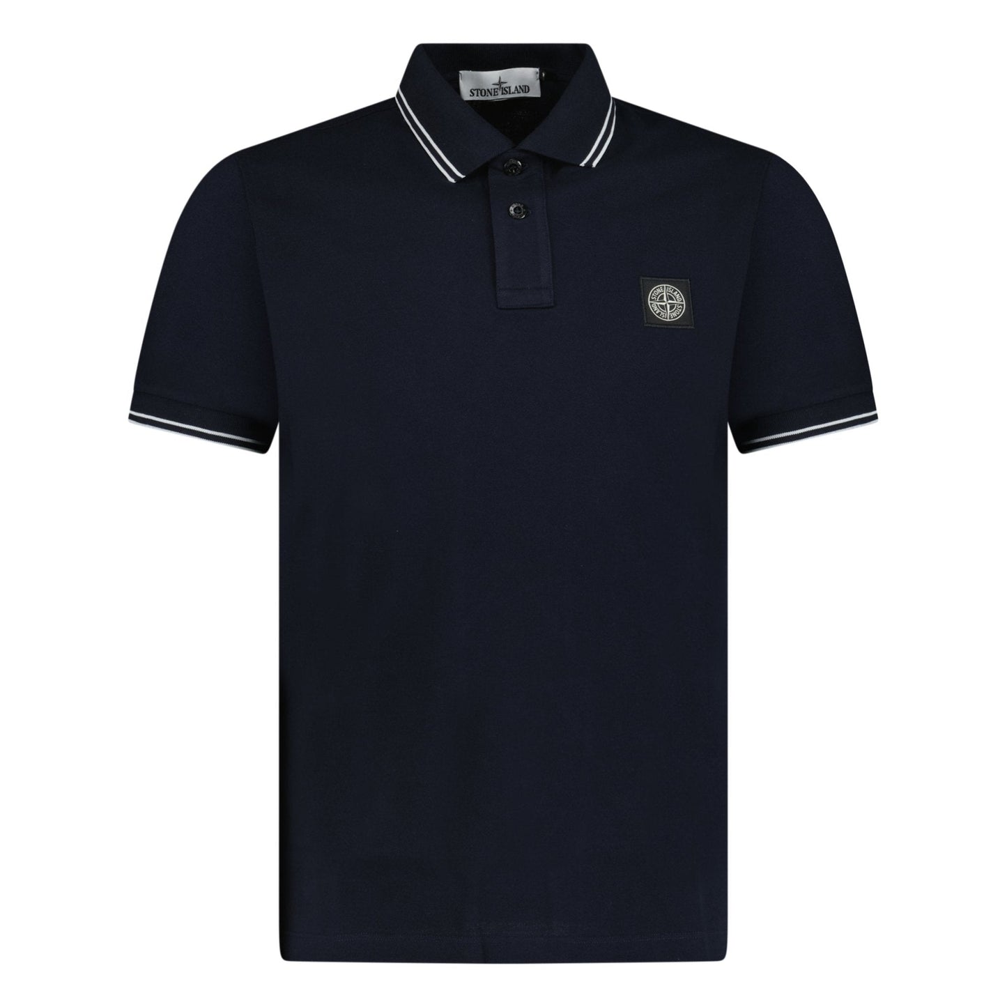 Stone Island Stripe Collar Polo T-Shirt Slim Fit Navy — S — Front View