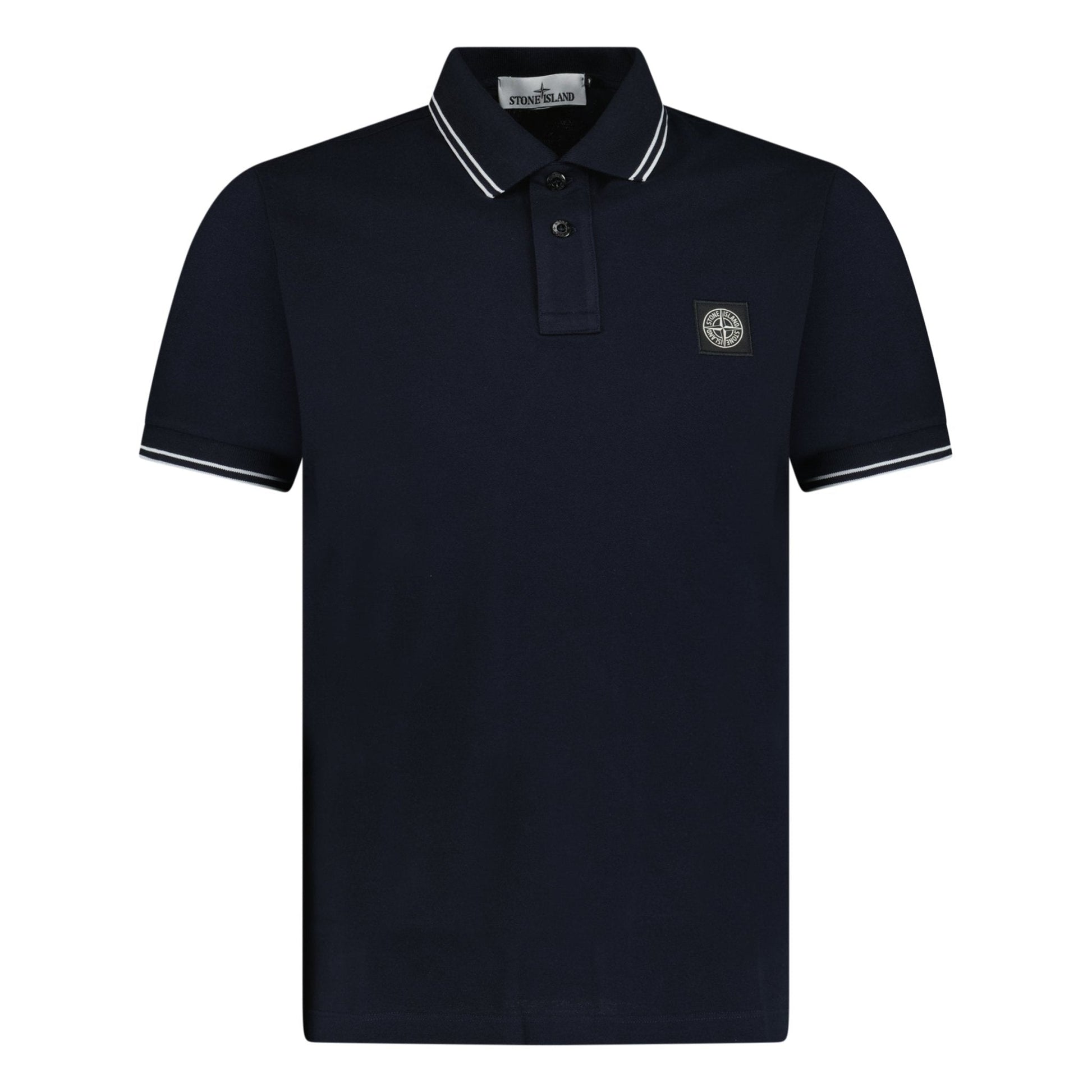 Stone Island Stripe Collar Polo T-Shirt Slim Fit Navy — S — Front View