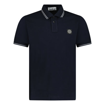 Stone Island Stripe Collar Polo T-Shirt Slim Fit Navy — S — Front View