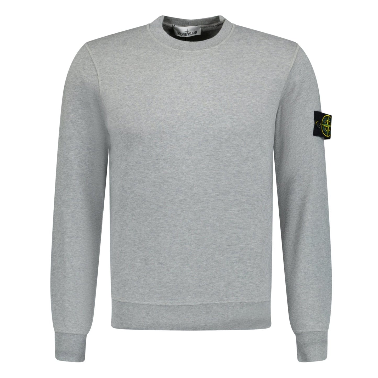 Stone Island Compass Badge Organic Cotton Crewneck Sweatshirt Grey — S — Front View