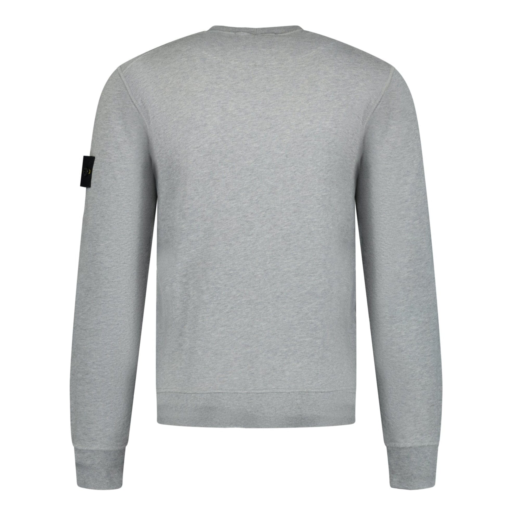 Stone Island Compass Badge Organic Cotton Crewneck Sweatshirt Grey — S — Back View