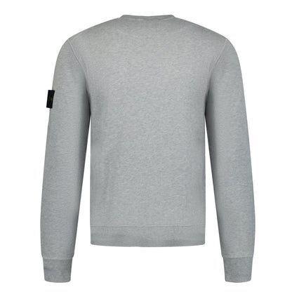Stone Island Compass Badge Organic Cotton Crewneck Sweatshirt Grey — S — Back View