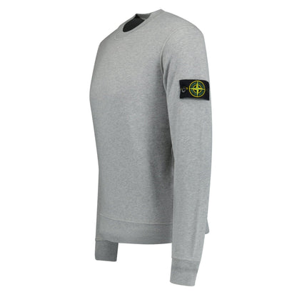 Stone Island Compass Badge Organic Cotton Crewneck Sweatshirt Grey — S — Side View