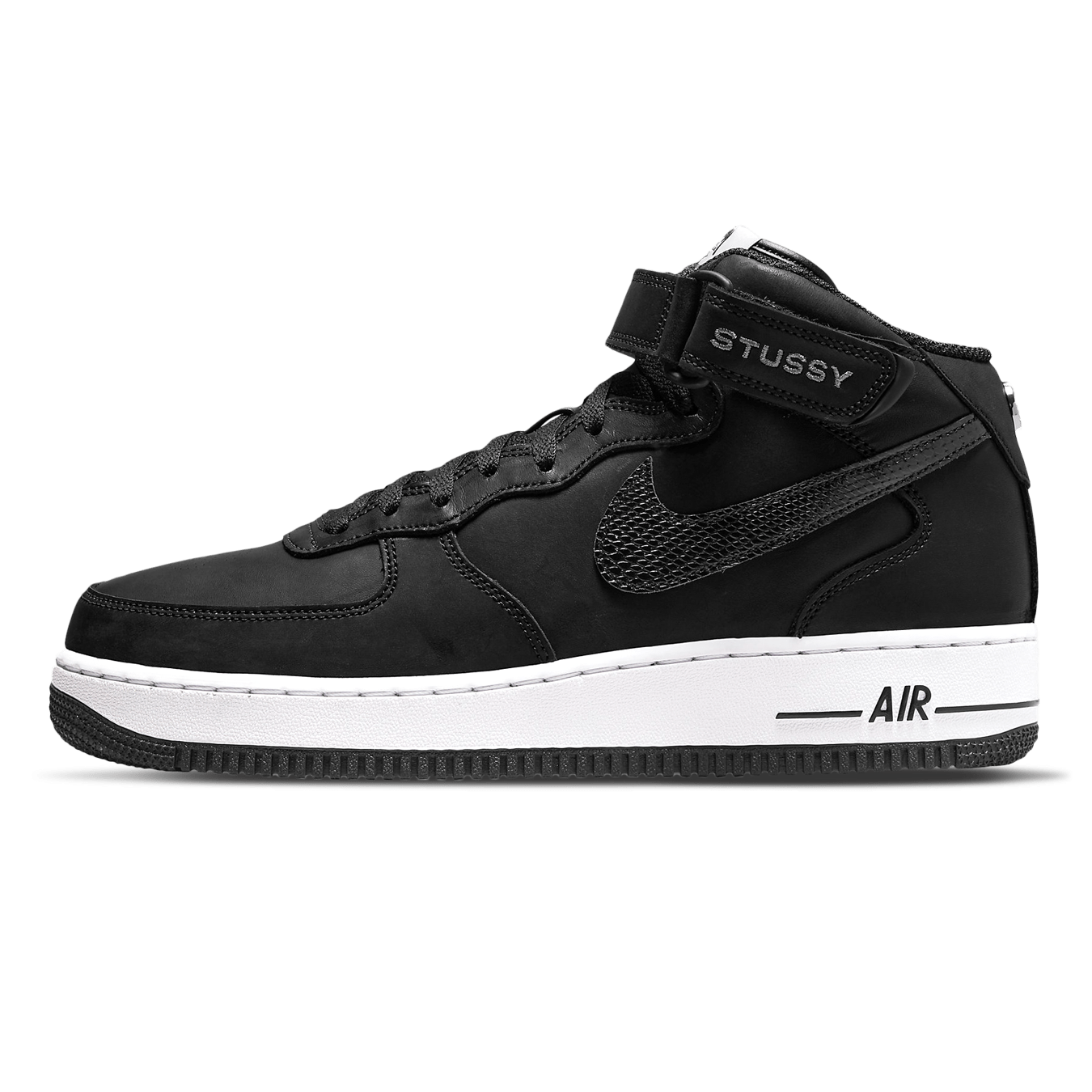 Nike Air Force 1 Mid Stussy 'Black White' — UK 3 | EU 35.5 | US 3.5 — Front View