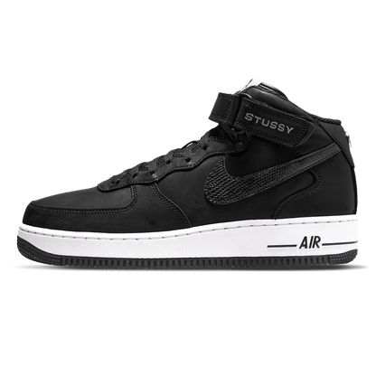 Nike Air Force 1 Mid Stussy 'Black White' — UK 3 | EU 35.5 | US 3.5 — Front View
