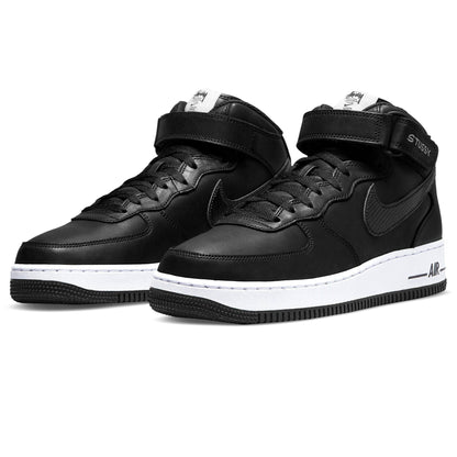 Nike Air Force 1 Mid Stussy 'Black White' — UK 3 | EU 35.5 | US 3.5 — Side View