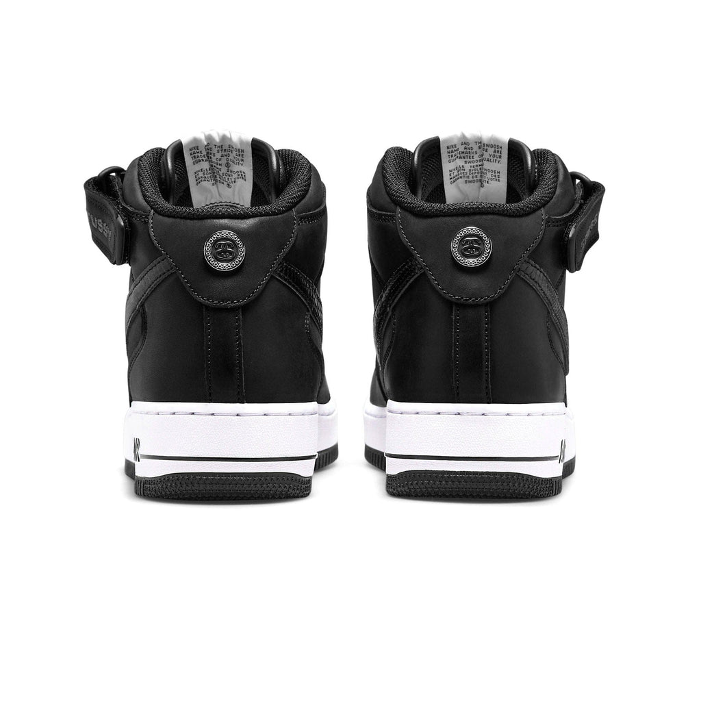 Nike Air Force 1 Mid Stussy 'Black White' — UK 3 | EU 35.5 | US 3.5 — Top View