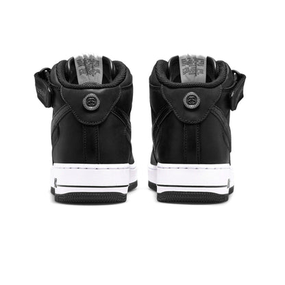 Nike Air Force 1 Mid Stussy 'Black White' — UK 3 | EU 35.5 | US 3.5 — Top View