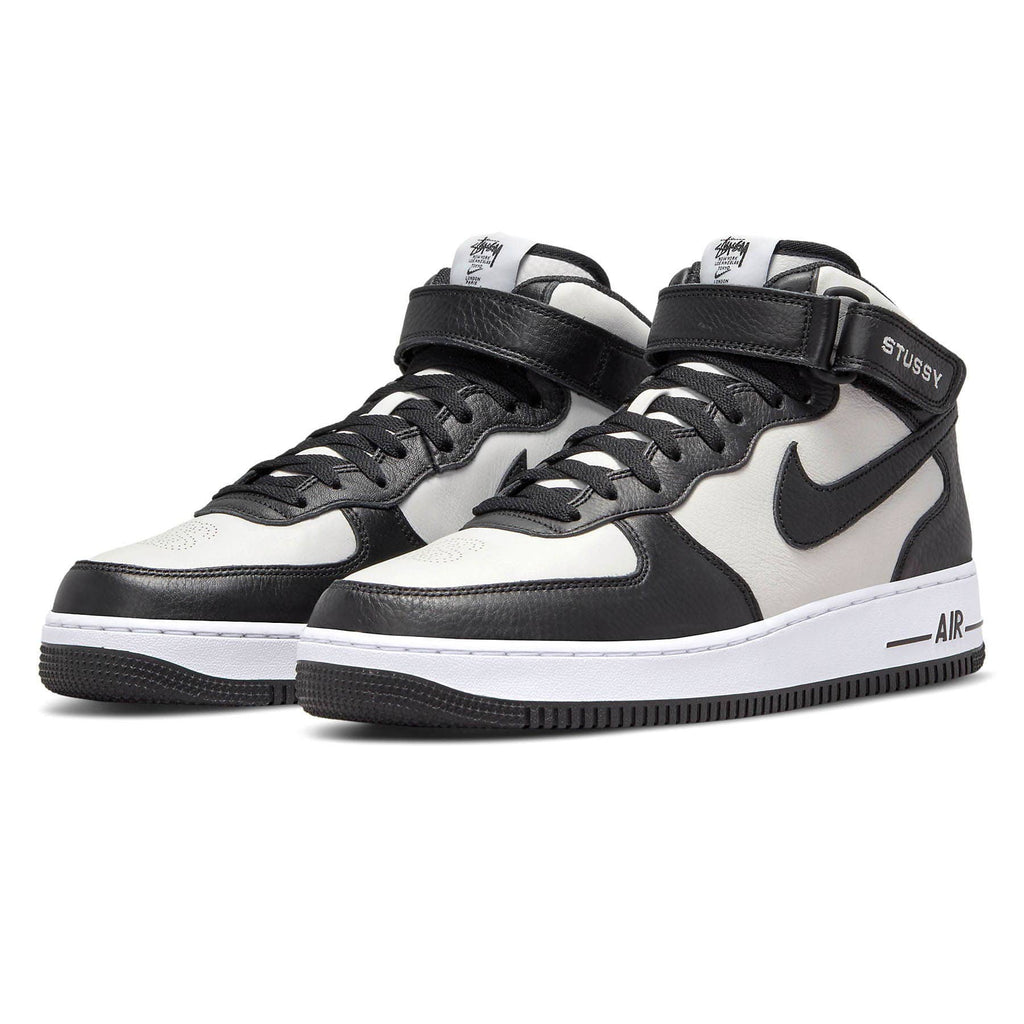 Stussy x Nike Air Force 1 Mid 'Black White' — UK 3 | EU 35.5 | US 3.5 — Side View
