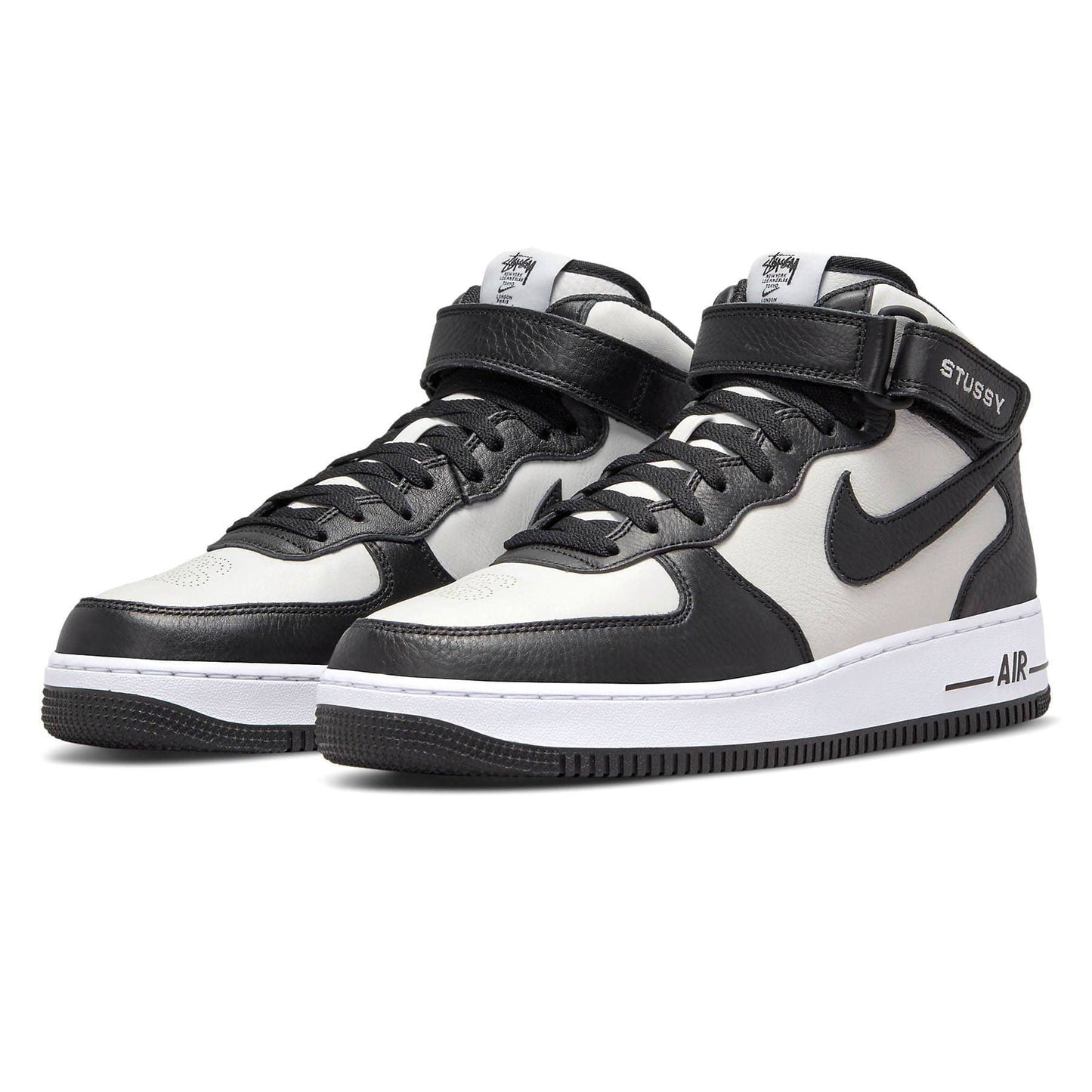 Stussy x Nike Air Force 1 Mid 'Black White' — UK 3 | EU 35.5 | US 3.5 — Side View