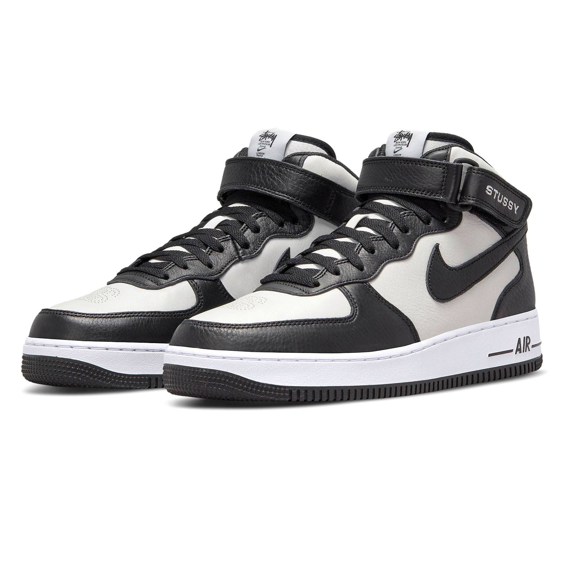 Stussy x Nike Air Force 1 Mid 'Black White' — UK 3 | EU 35.5 | US 3.5 — Side View