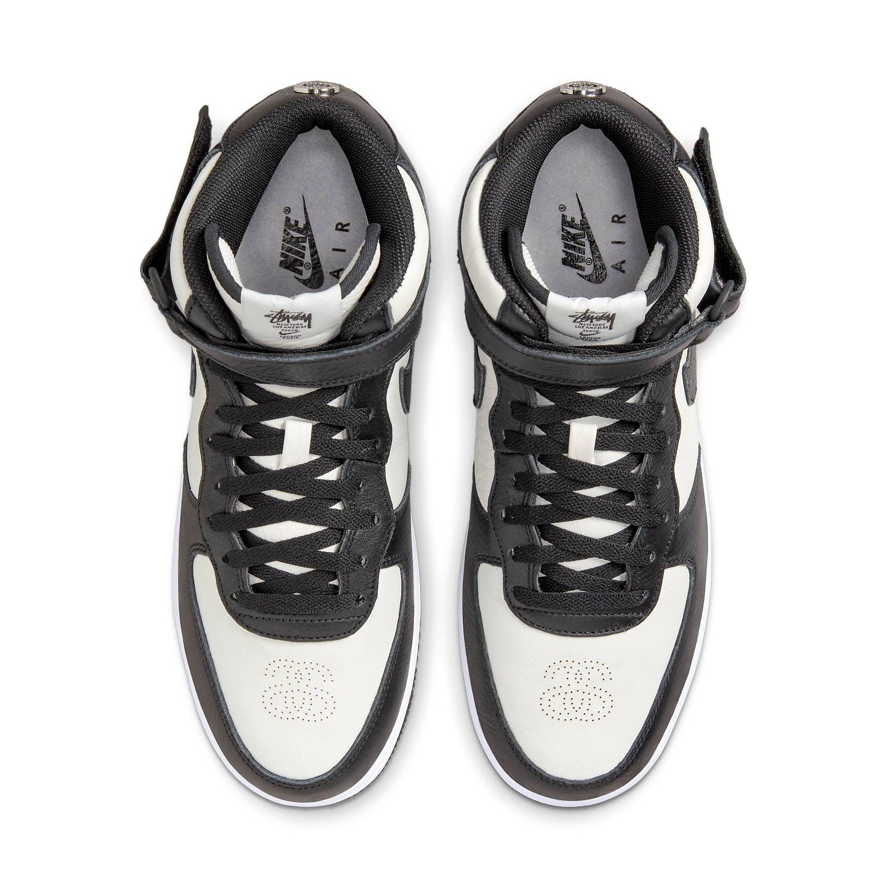 Stussy x Nike Air Force 1 Mid 'Black White' — UK 3 | EU 35.5 | US 3.5 — Back View