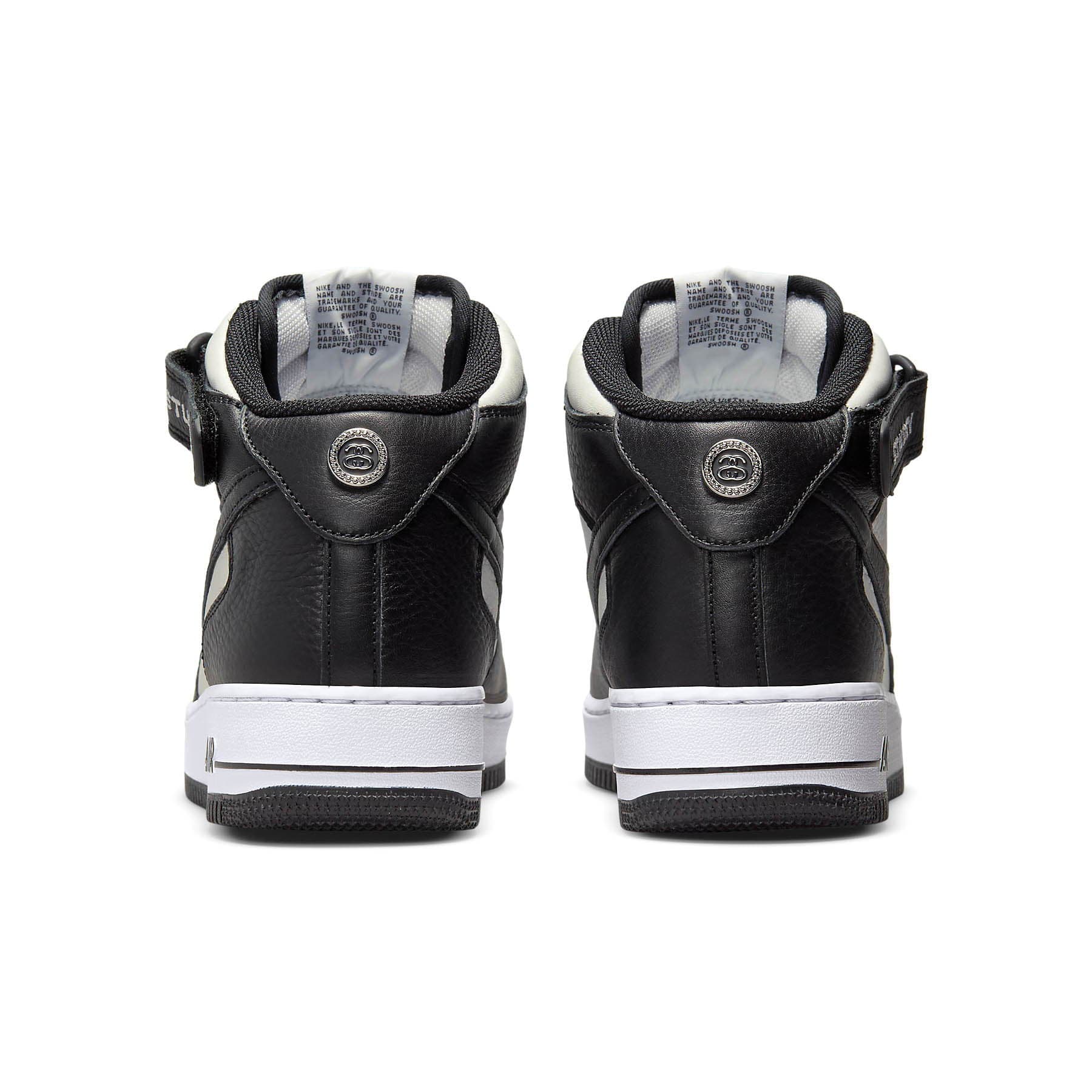 Stussy x Nike Air Force 1 Mid 'Black White' — UK 3 | EU 35.5 | US 3.5 — Top View
