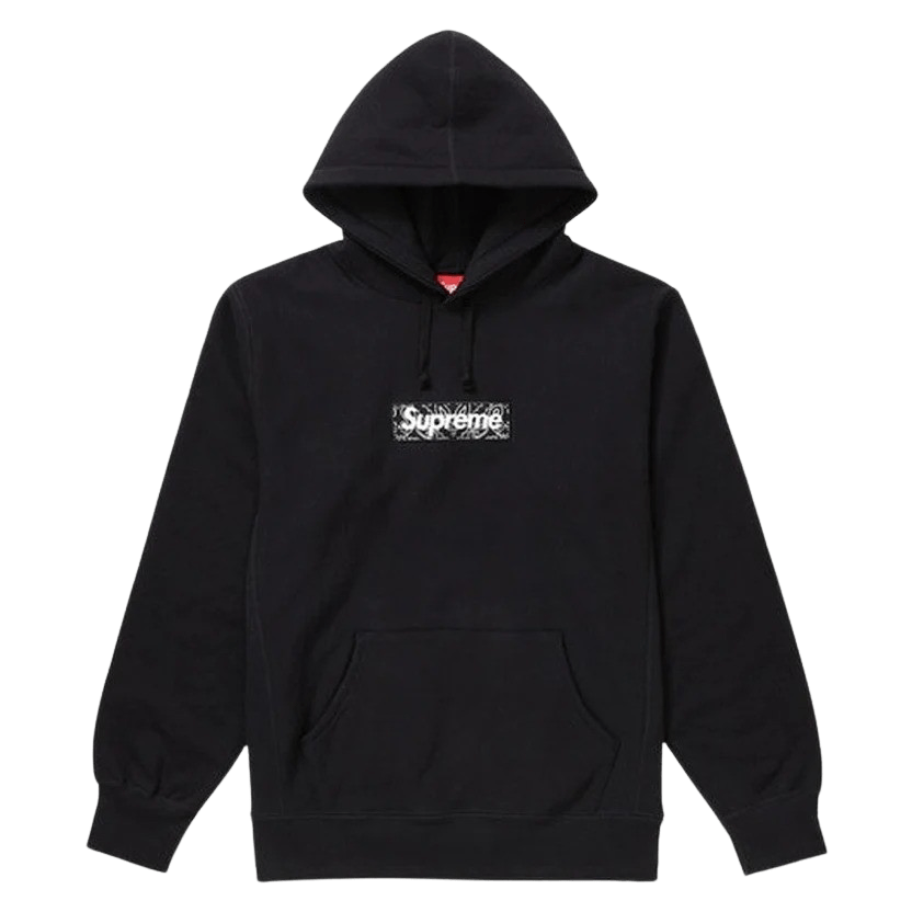 Supreme Bandana Box Logo Hooded Sweatshirt Black (SS21) — XXS — Front View