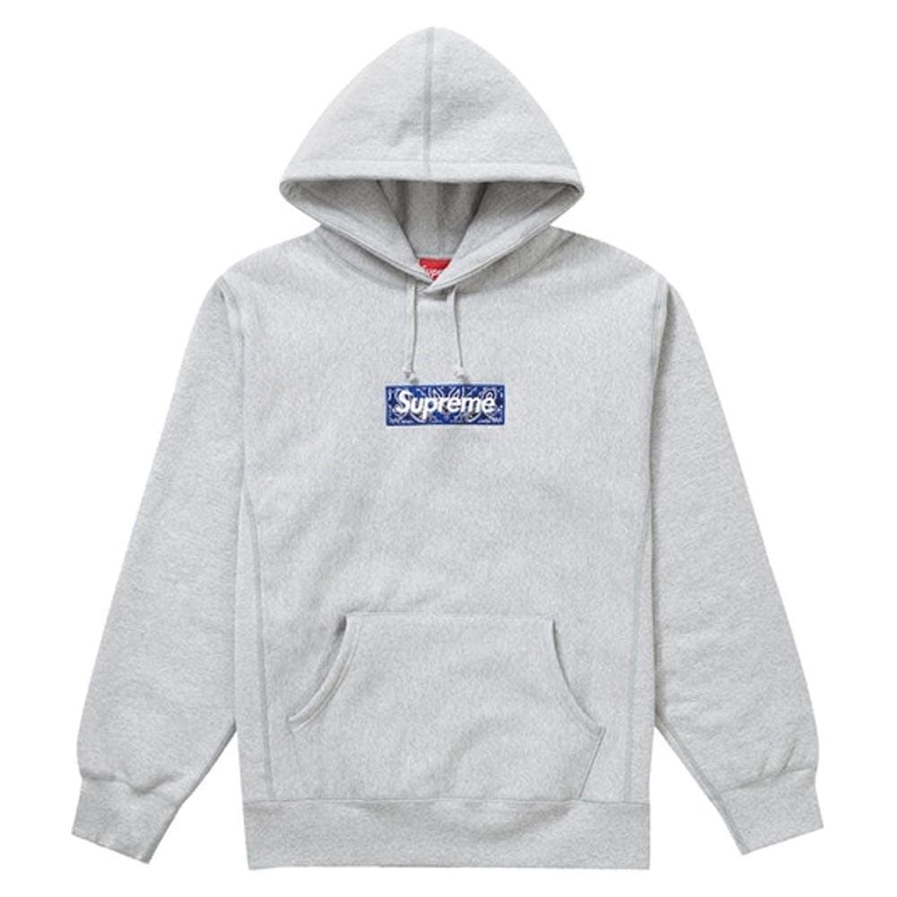 Supreme Bandana Box Logo Hooded Sweatshirt Heather Grey — XXS — Front View