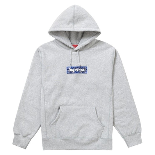 Supreme Bandana Box Logo Hooded Sweatshirt Heather Grey — XXS — Front View