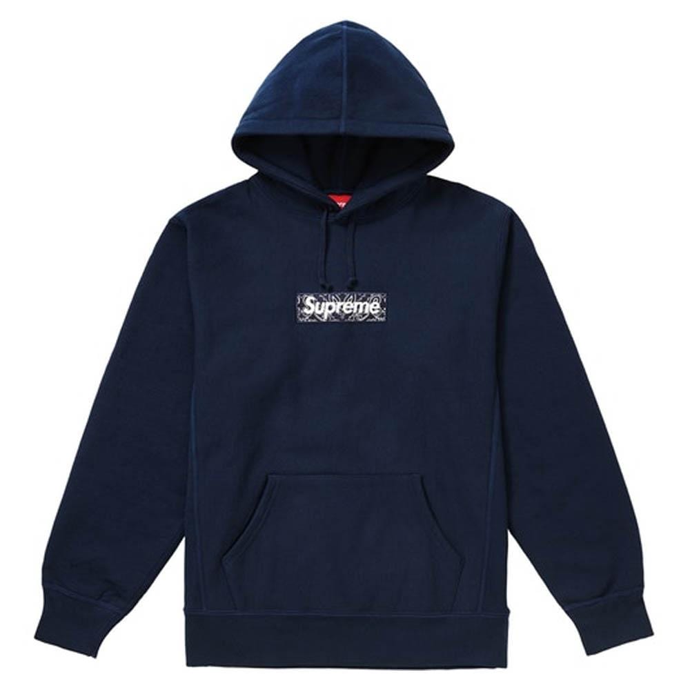 Supreme Bandana Box Logo Hooded Sweatshirt Navy — XXS — Front View
