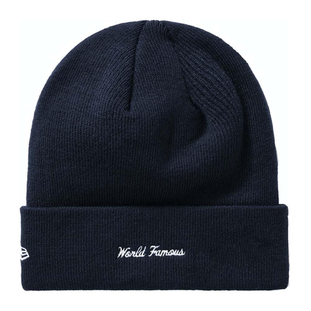 Supreme New Era Box Logo Beanie (FW19) Navy — Side View