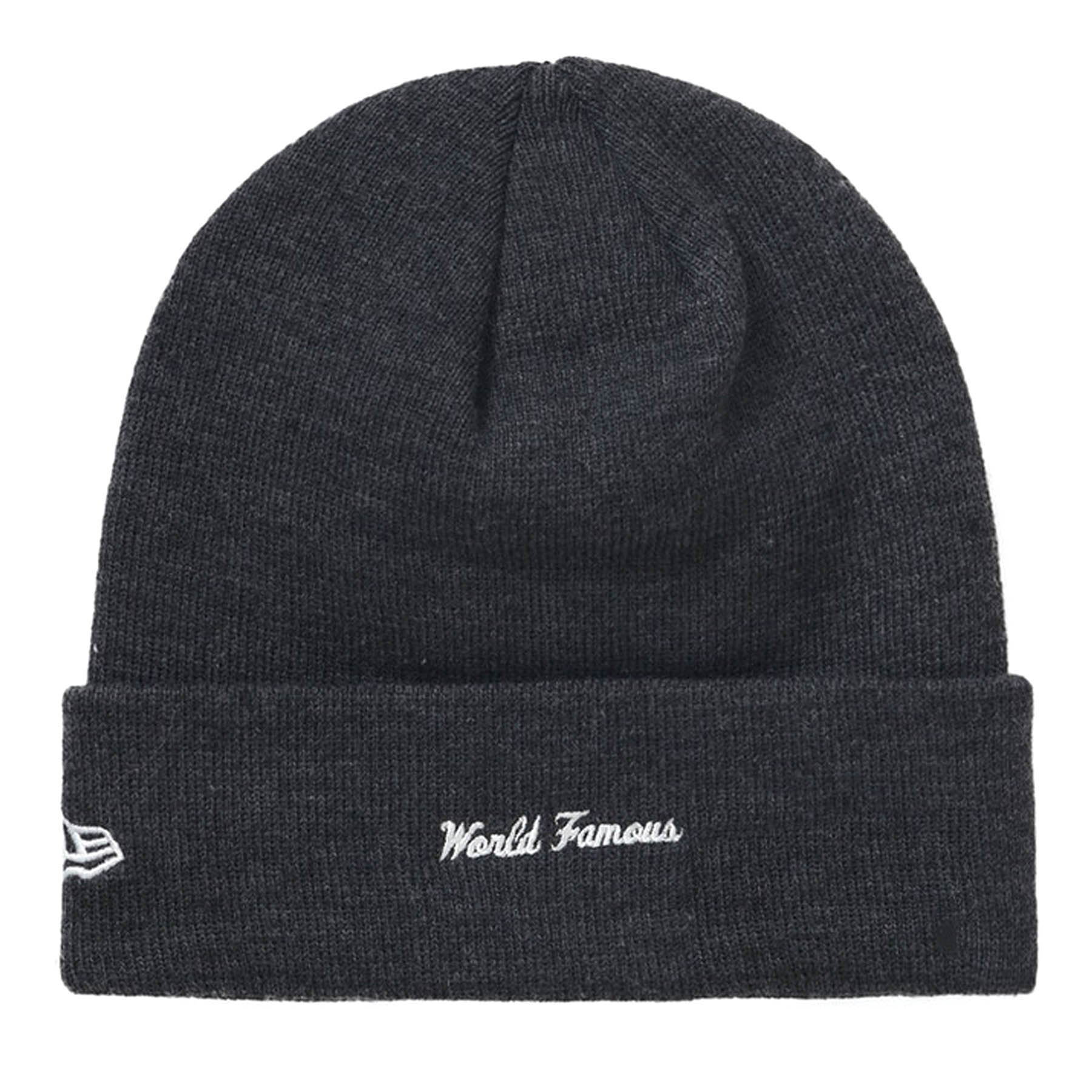 Supreme x New Era Box Logo Beanie 'Charcoal' — Side View