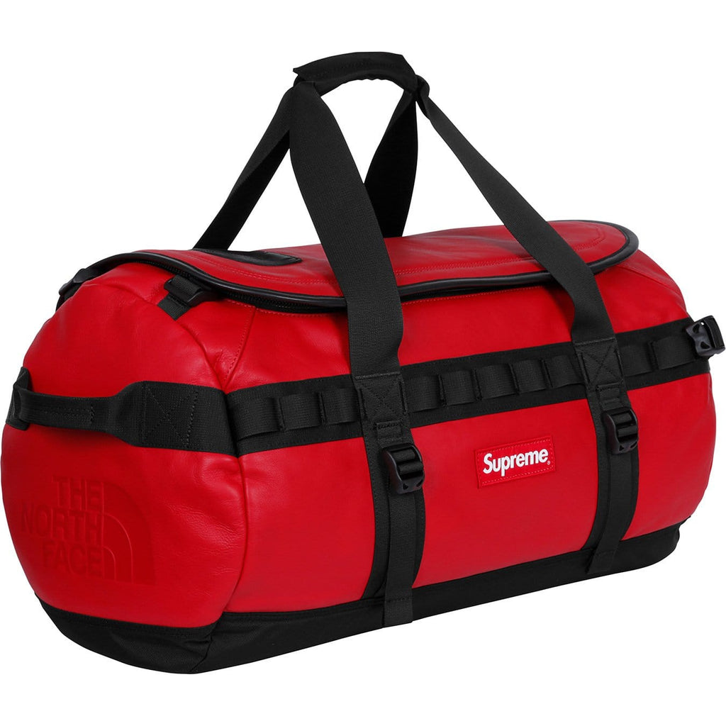 Supreme-The North Face Leather Base Camp Duffel - Red — Front View