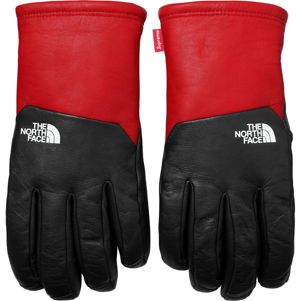 Supreme-The North Face Leather Gloves - Red — Side View