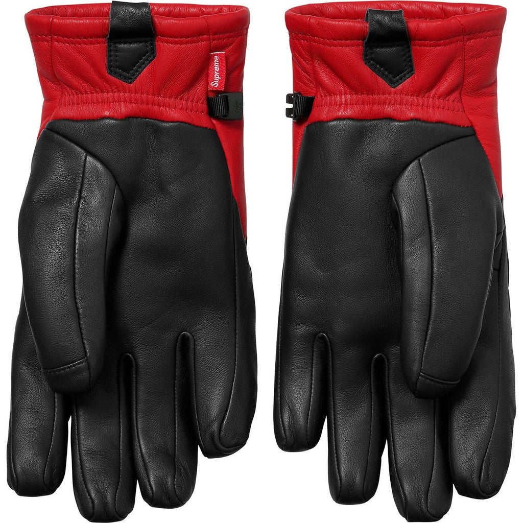 Supreme-The North Face Leather Gloves - Red — Back View