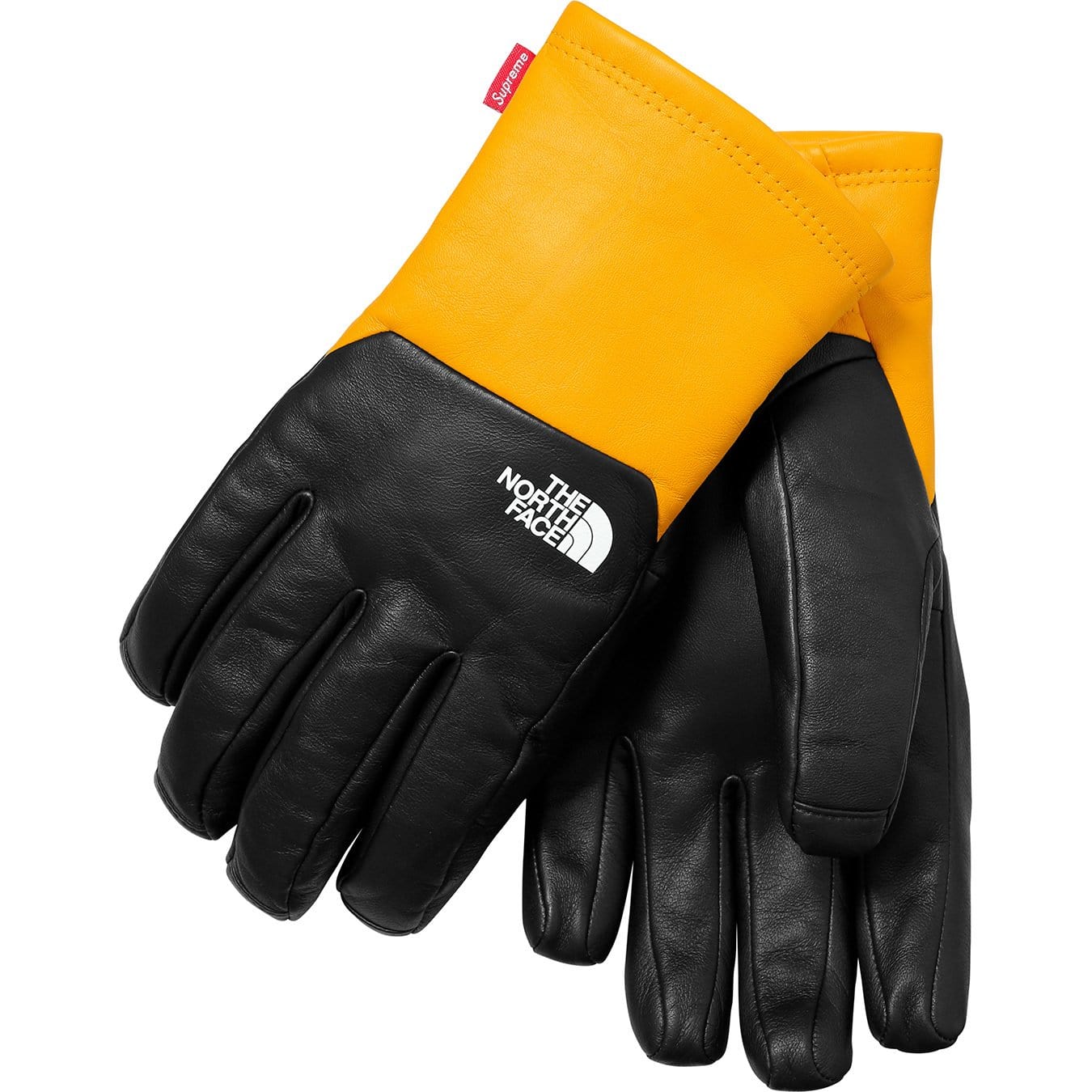 Supreme-The North Face Leather Gloves - Yellow — Front View
