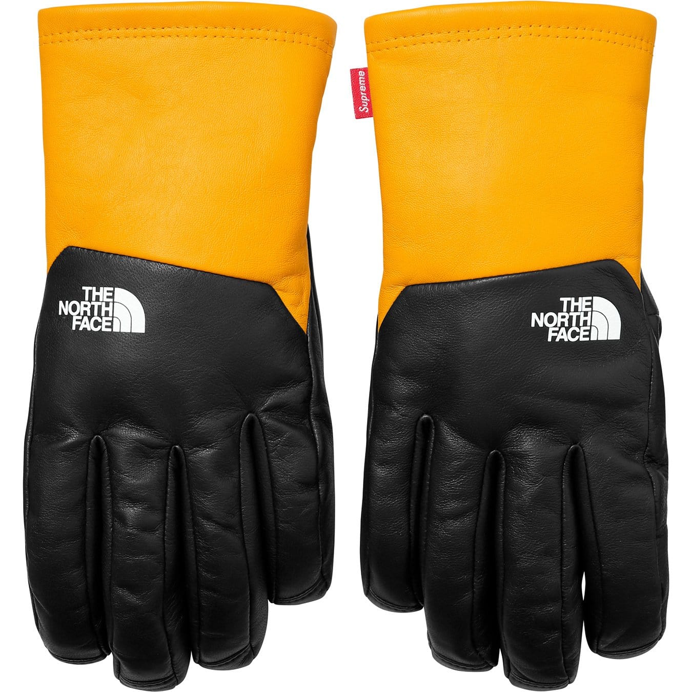 Supreme-The North Face Leather Gloves - Yellow — Side View