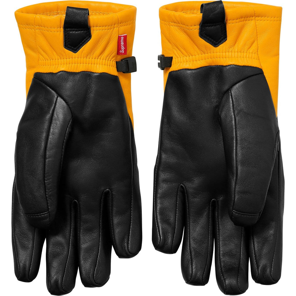 Supreme-The North Face Leather Gloves - Yellow — Back View