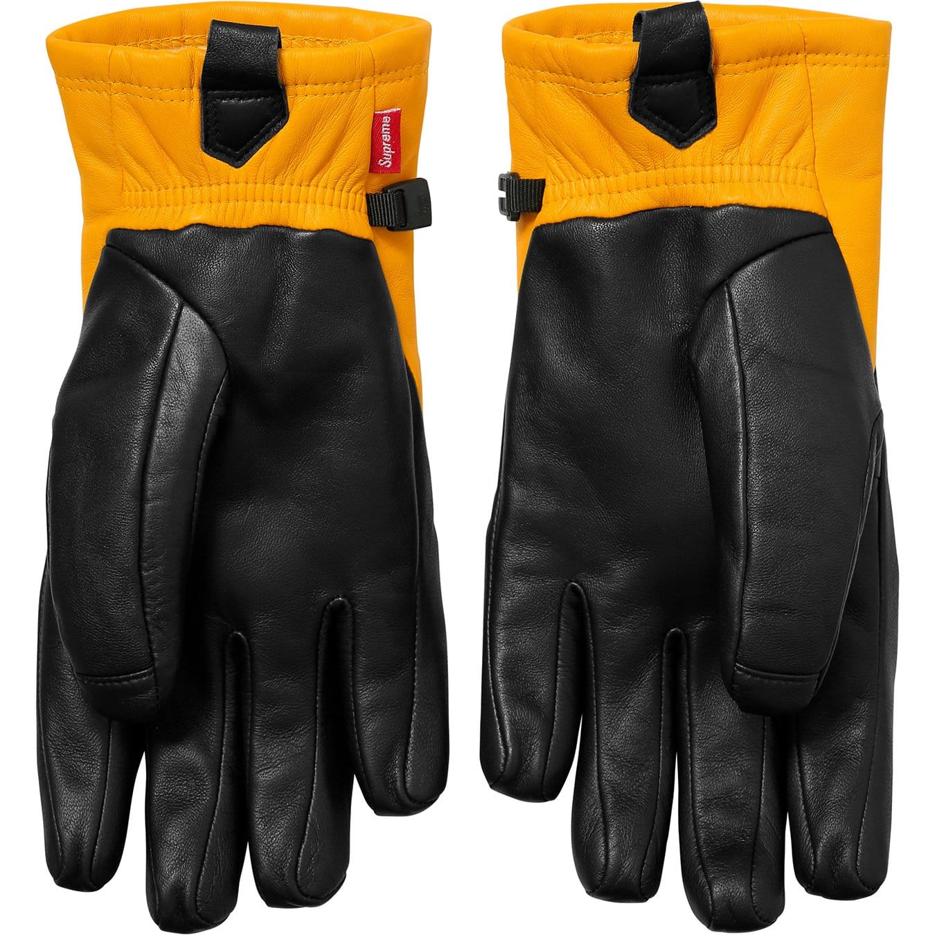 Supreme-The North Face Leather Gloves - Yellow — Back View