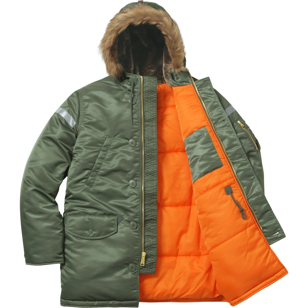 Supreme Reflective Cross N-3B Parka - Olive — XXS — Side View