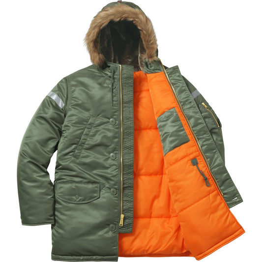 Supreme Reflective Cross N-3B Parka - Olive — XXS — Side View