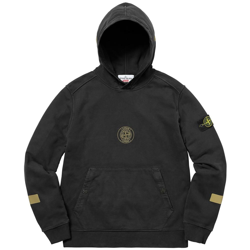 Supreme-Stone Island Hooded Sweatshirt - Black — XXS — Front View