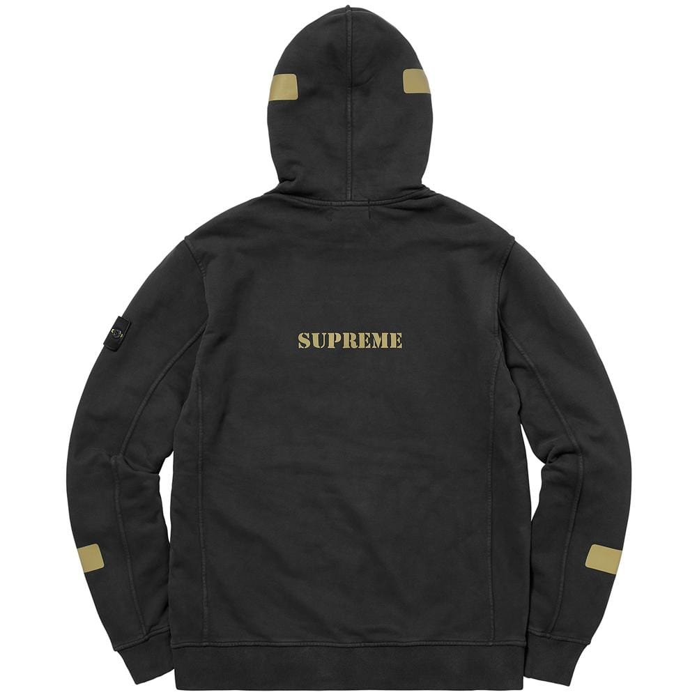 Supreme-Stone Island Hooded Sweatshirt - Black — XXS — Side View