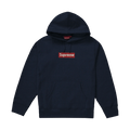 Supreme x Swarovski Box Logo Hooded Sweatshirt 'Navy' — XXS — Front View