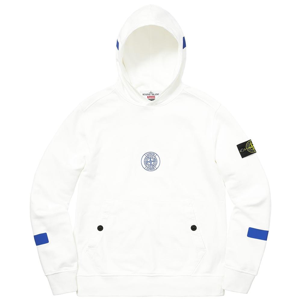 Supreme-Stone Island Hooded Sweatshirt - White — XXS — Front View