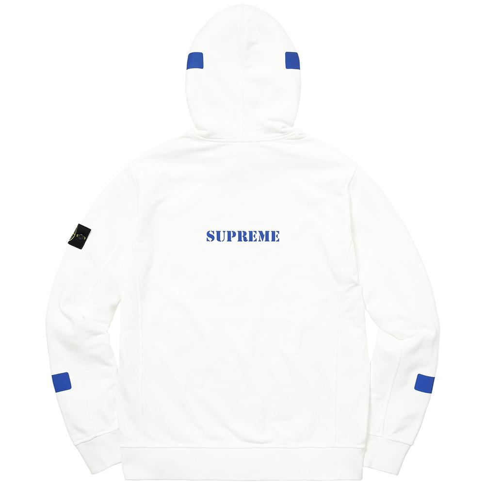 Supreme-Stone Island Hooded Sweatshirt - White — XXS — Side View