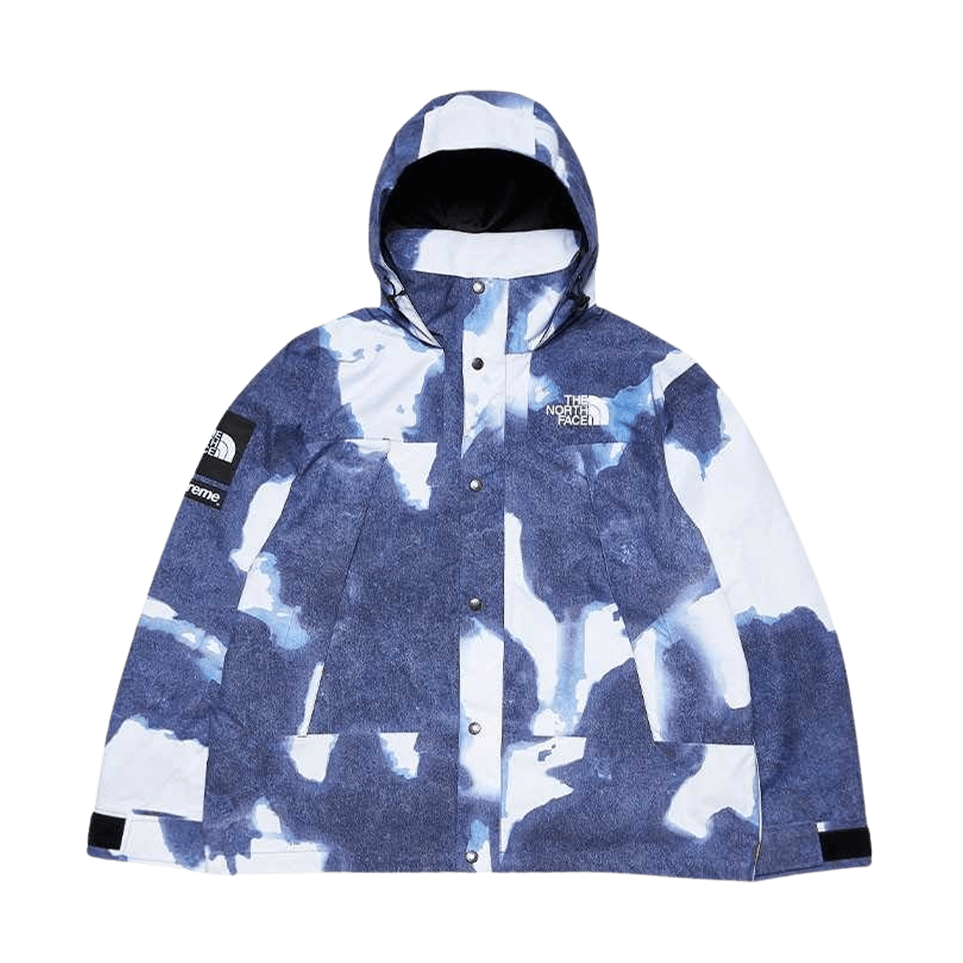 Supreme x The North Face Bleached Denim Print Mountain Jacket 'Indigo' — XXS — Front View