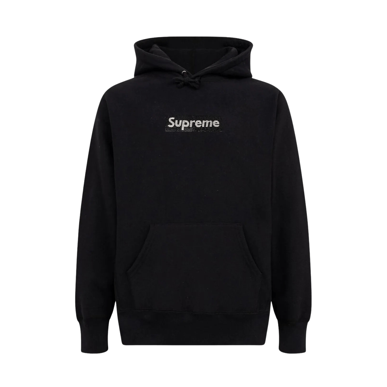 Supreme x Swarovski Box Logo Hooded Sweatshirt 'Black' — XXS — Front View