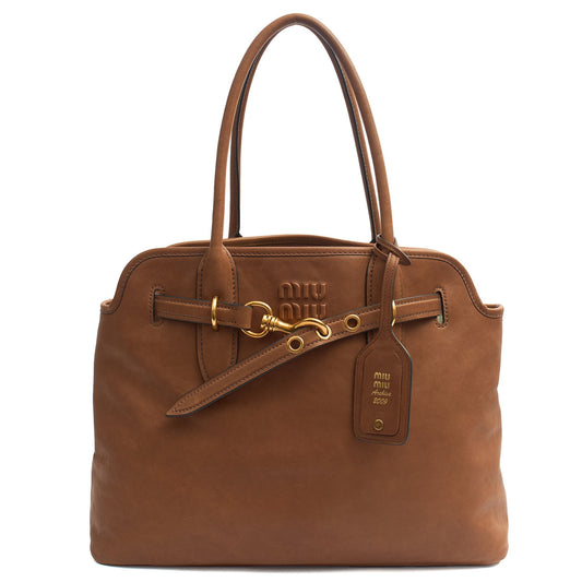 Miu Miu Tote Tote in Brown, Leather — Front View