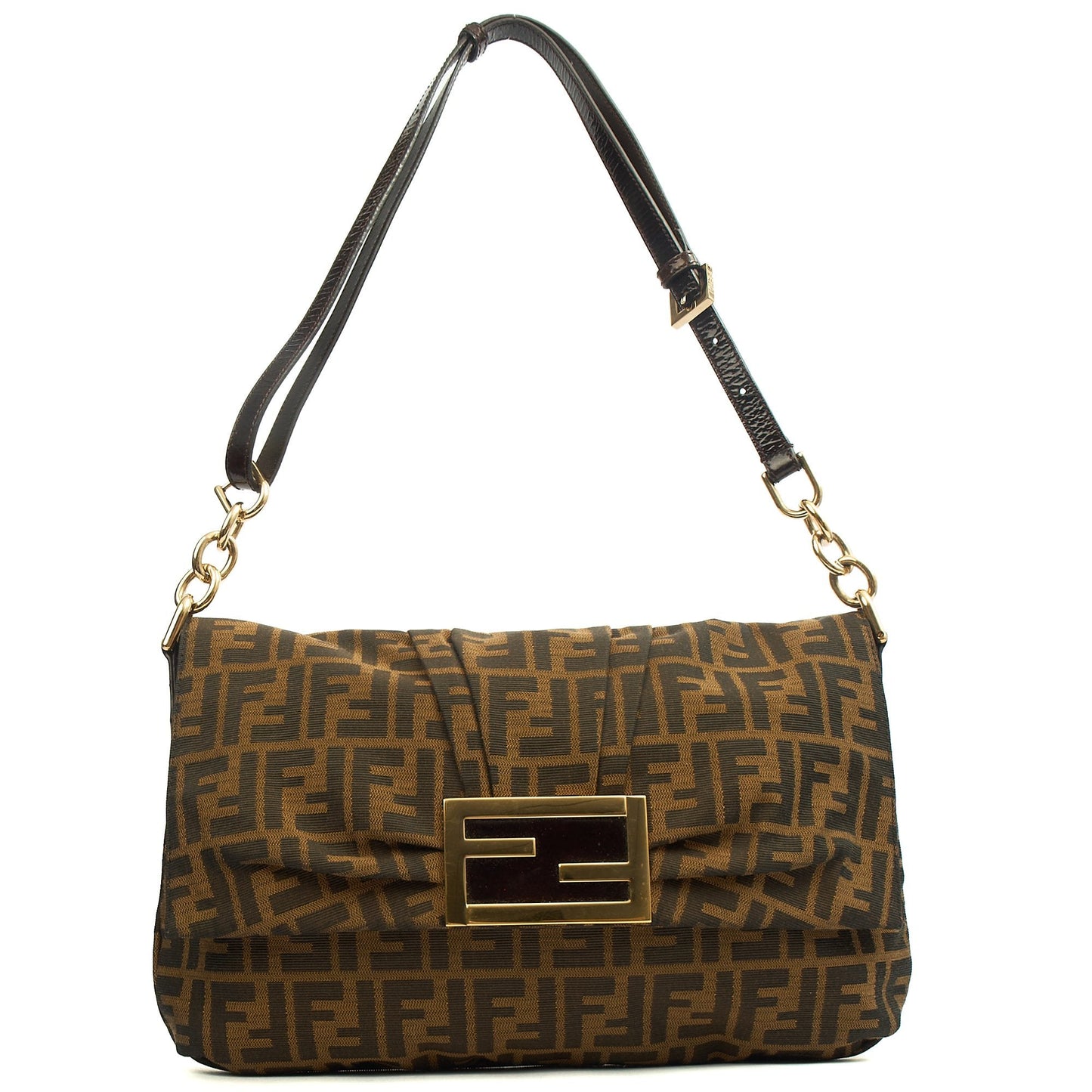 Fendi Shoulder Bag Zucca Shoulder Bag in Zucca FF, Canvas — Front View