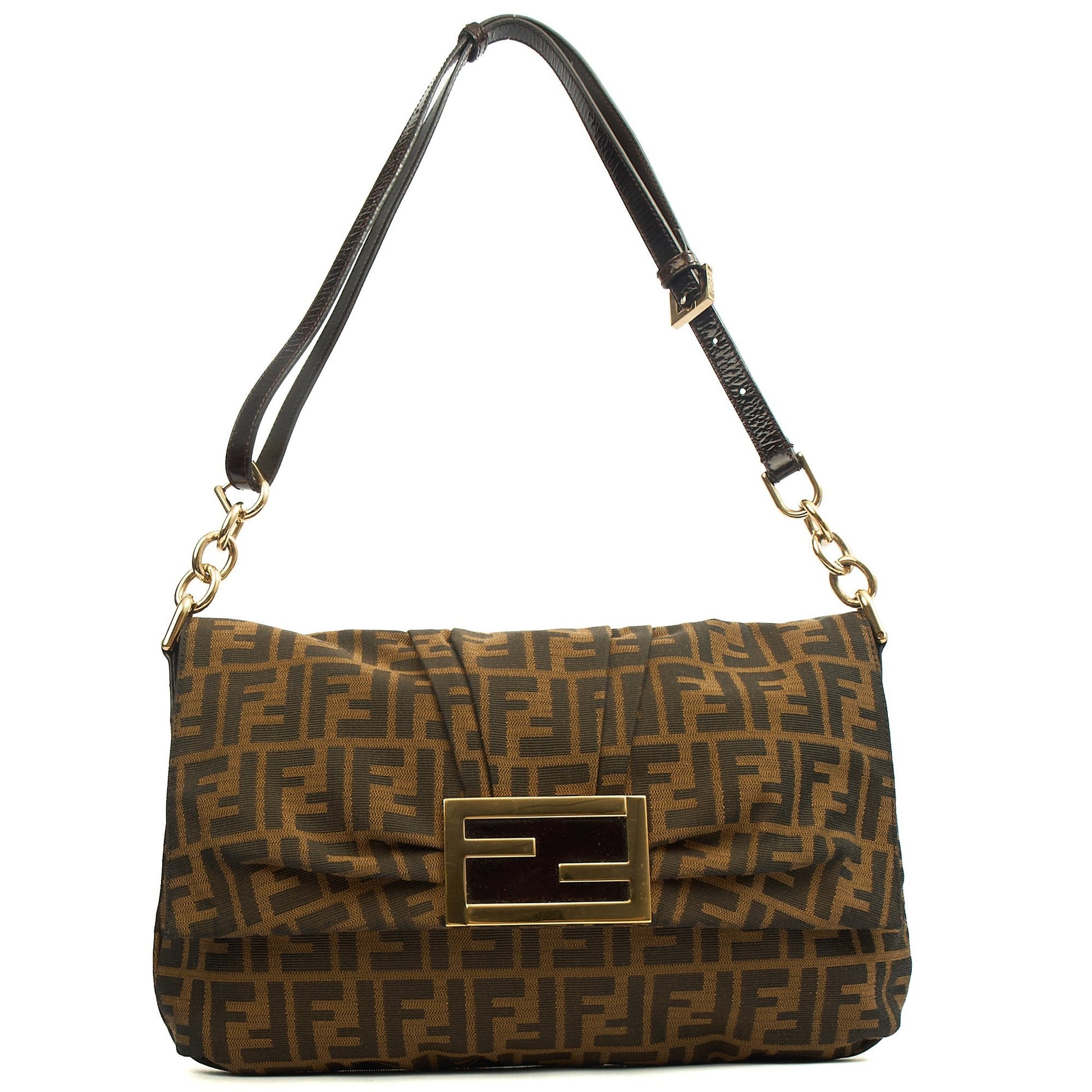 Fendi Shoulder Bag Zucca Shoulder Bag in Zucca FF, Canvas — Front View