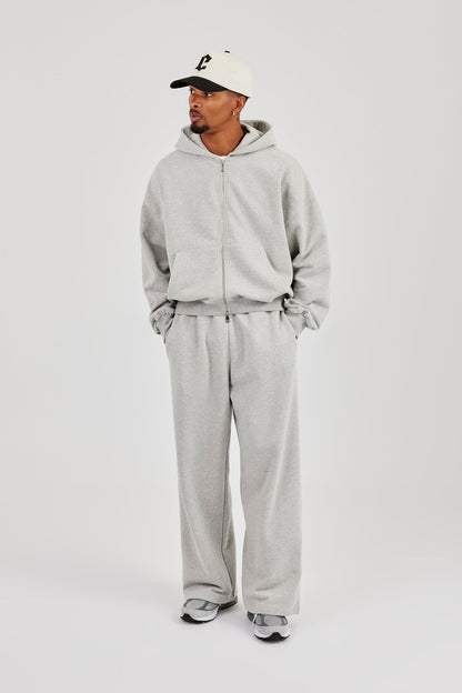 Cernucci Zip Through Boxy Hoodie - Grey Marl — S — Side View