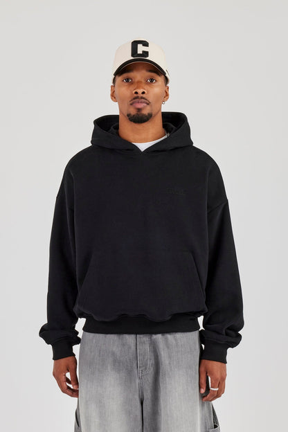 Cernucci Mens Boxy Hoodie - Black — S — Back View