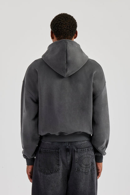 Cernucci Diamonds In Paradise Printed Boxy Zip Hoodie - Charcoal — S — Back View